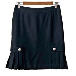 VINTAGE Banana Republic Wool Blend Pleated Military Inspired Skirt SZ 2P Black